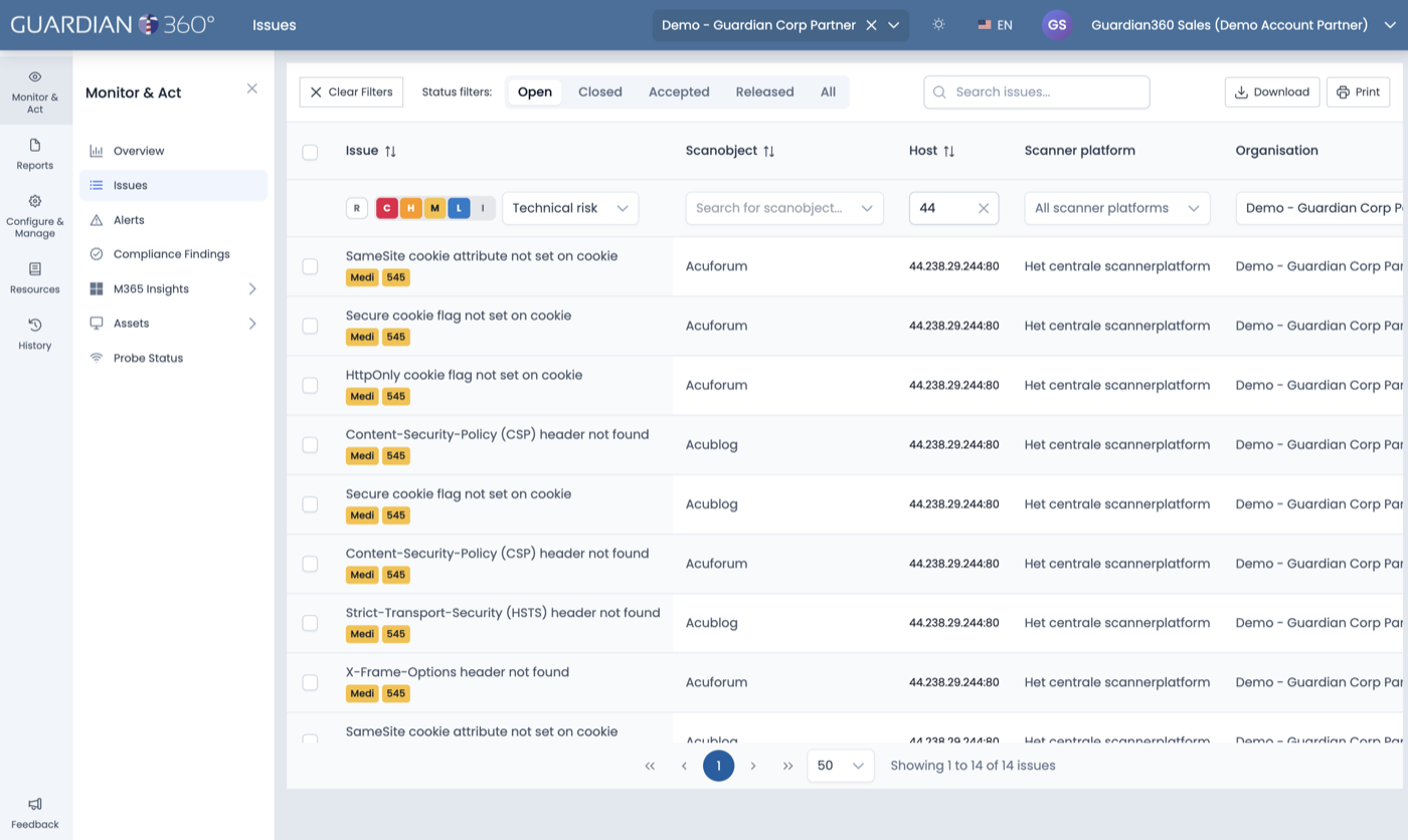 Vulnerability scanning in Guardian360 Lighthouse